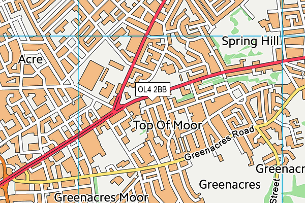 OL4 2BB map - OS VectorMap District (Ordnance Survey)