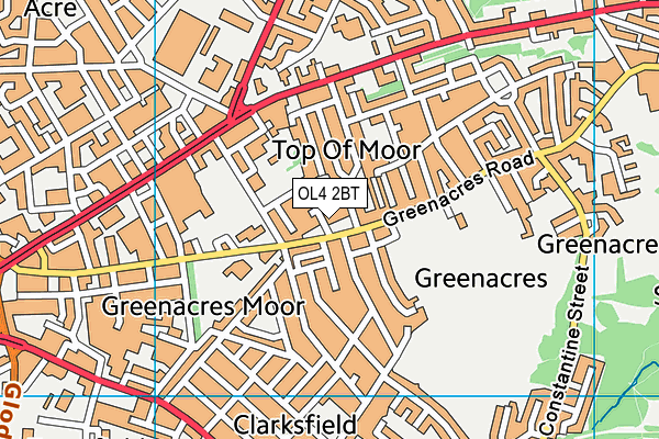 OL4 2BT map - OS VectorMap District (Ordnance Survey)