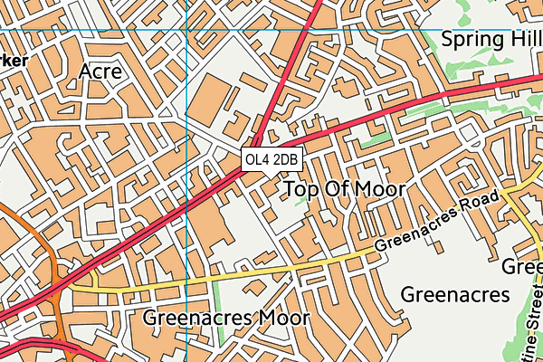 OL4 2DB map - OS VectorMap District (Ordnance Survey)