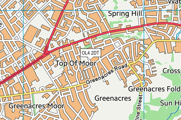 OL4 2DT map - OS VectorMap District (Ordnance Survey)