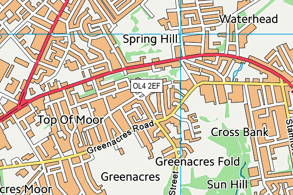 OL4 2EF map - OS VectorMap District (Ordnance Survey)