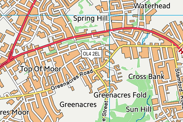 OL4 2EL map - OS VectorMap District (Ordnance Survey)