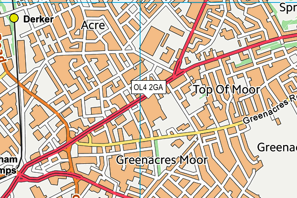 OL4 2GA map - OS VectorMap District (Ordnance Survey)