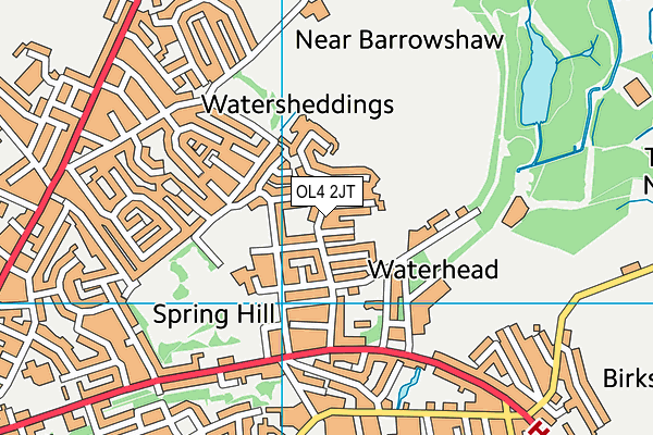 OL4 2JT map - OS VectorMap District (Ordnance Survey)