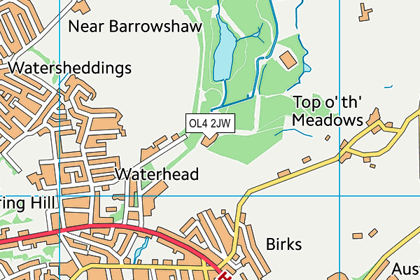 OL4 2JW map - OS VectorMap District (Ordnance Survey)