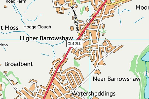 OL4 2LL map - OS VectorMap District (Ordnance Survey)