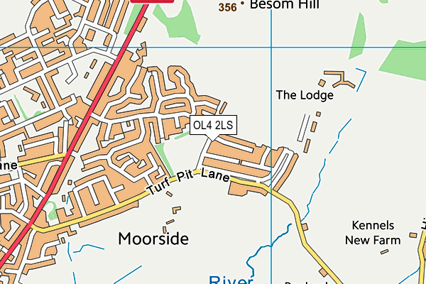 Whitehall Lane map (OL4 2LS) - OS VectorMap District (Ordnance Survey)