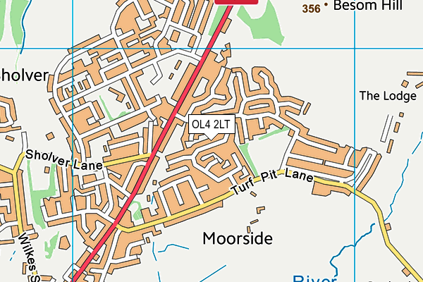 OL4 2LT map - OS VectorMap District (Ordnance Survey)