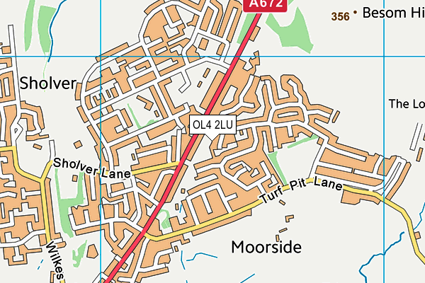 OL4 2LU map - OS VectorMap District (Ordnance Survey)