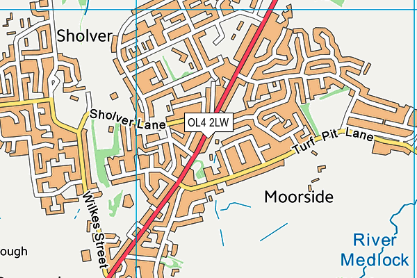 OL4 2LW map - OS VectorMap District (Ordnance Survey)