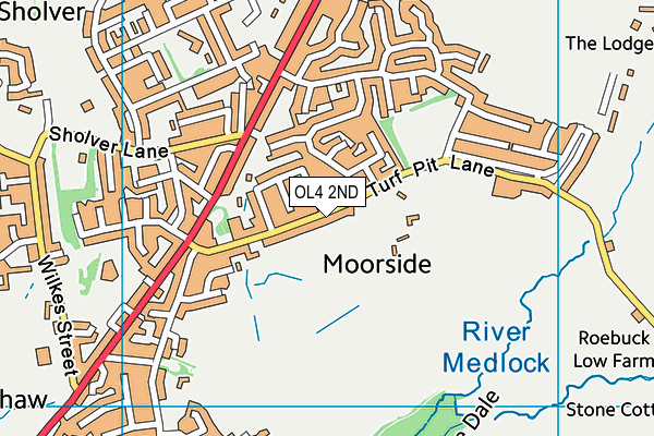 Moorside Cricket & Bowling Club map (OL4 2ND) - OS VectorMap District (Ordnance Survey)