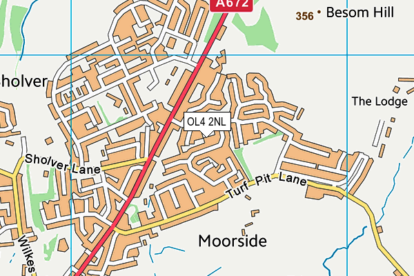 OL4 2NL map - OS VectorMap District (Ordnance Survey)