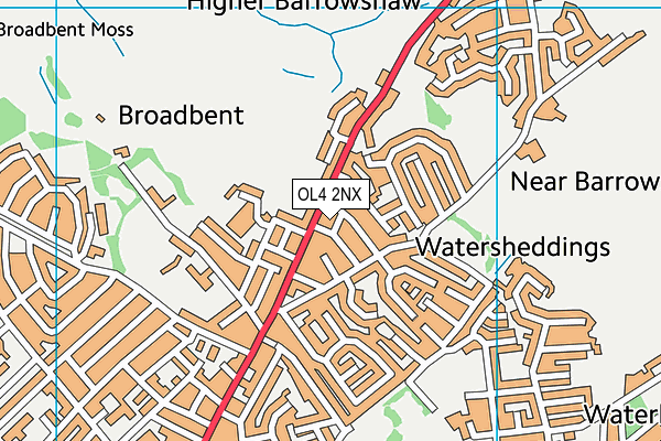 OL4 2NX map - OS VectorMap District (Ordnance Survey)