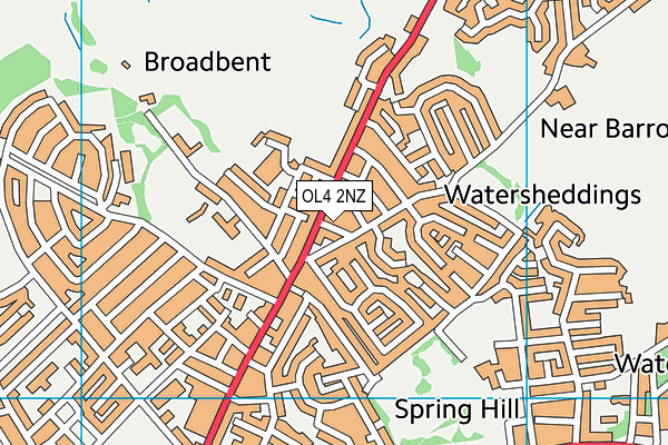 OL4 2NZ map - OS VectorMap District (Ordnance Survey)