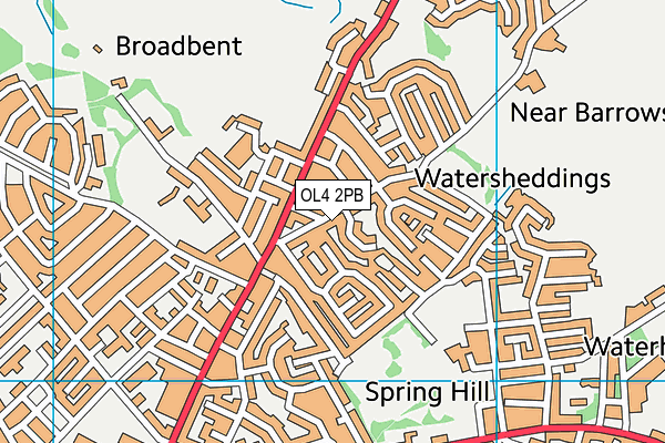 OL4 2PB map - OS VectorMap District (Ordnance Survey)