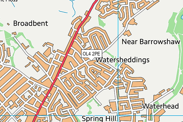 OL4 2PE map - OS VectorMap District (Ordnance Survey)