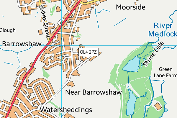 OL4 2PZ map - OS VectorMap District (Ordnance Survey)