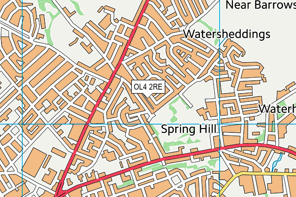 OL4 2RE map - OS VectorMap District (Ordnance Survey)