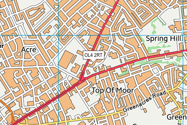 OL4 2RT map - OS VectorMap District (Ordnance Survey)