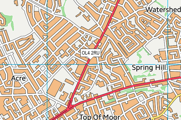 OL4 2RU map - OS VectorMap District (Ordnance Survey)
