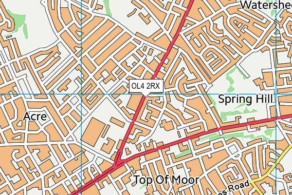 OL4 2RX map - OS VectorMap District (Ordnance Survey)
