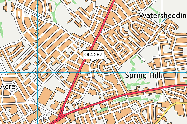 OL4 2RZ map - OS VectorMap District (Ordnance Survey)