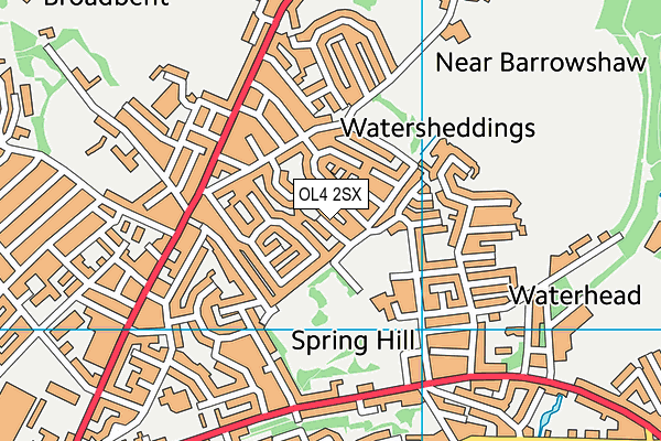 OL4 2SX map - OS VectorMap District (Ordnance Survey)