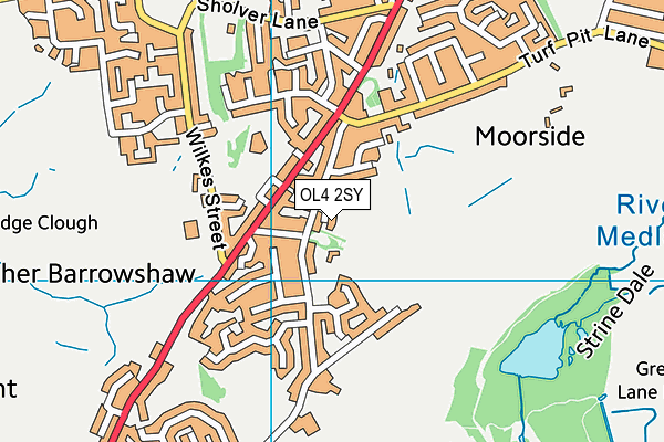 OL4 2SY map - OS VectorMap District (Ordnance Survey)