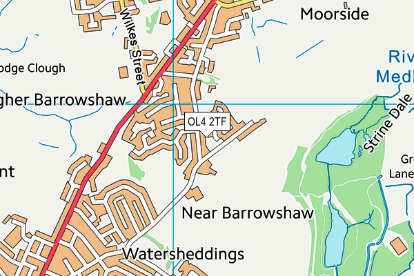 OL4 2TF map - OS VectorMap District (Ordnance Survey)