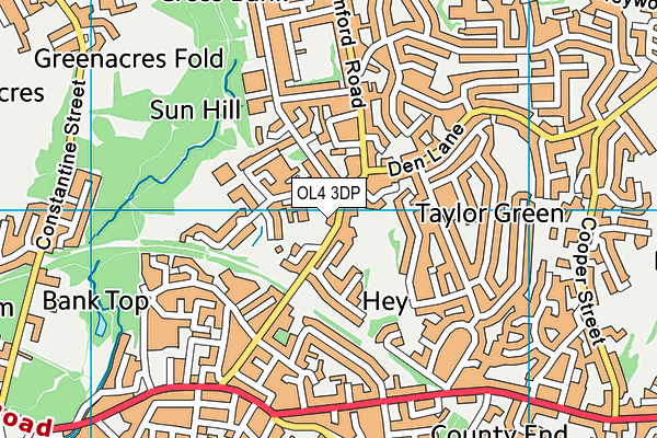 OL4 3DP map - OS VectorMap District (Ordnance Survey)