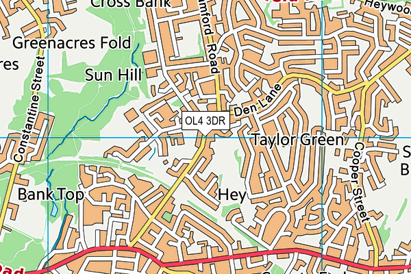 OL4 3DR map - OS VectorMap District (Ordnance Survey)