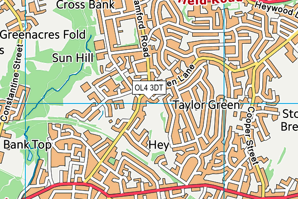 OL4 3DT map - OS VectorMap District (Ordnance Survey)