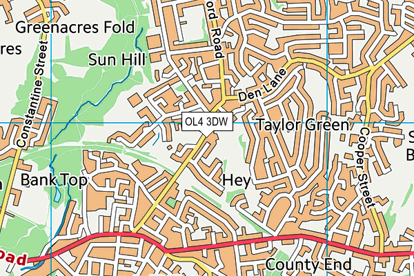 OL4 3DW map - OS VectorMap District (Ordnance Survey)