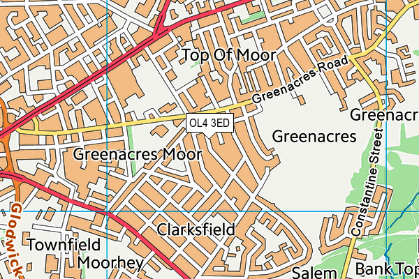 OL4 3ED map - OS VectorMap District (Ordnance Survey)