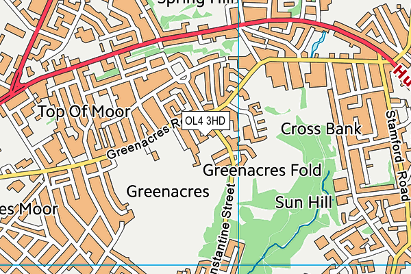 OL4 3HD map - OS VectorMap District (Ordnance Survey)