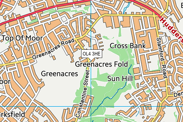 OL4 3HE map - OS VectorMap District (Ordnance Survey)
