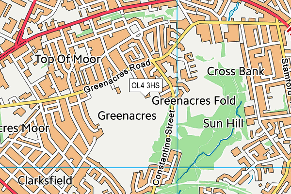 OL4 3HS map - OS VectorMap District (Ordnance Survey)