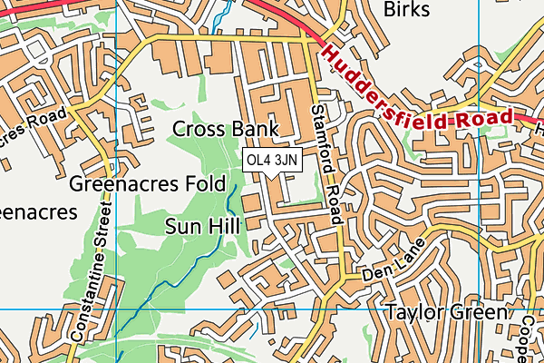 OL4 3JN map - OS VectorMap District (Ordnance Survey)