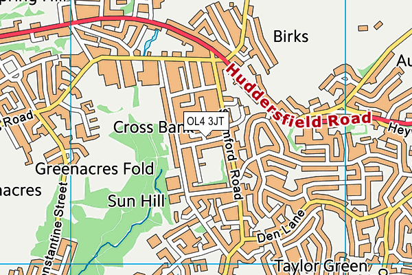 OL4 3JT map - OS VectorMap District (Ordnance Survey)