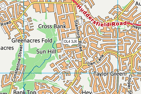 OL4 3JX map - OS VectorMap District (Ordnance Survey)
