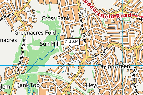 OL4 3JY map - OS VectorMap District (Ordnance Survey)