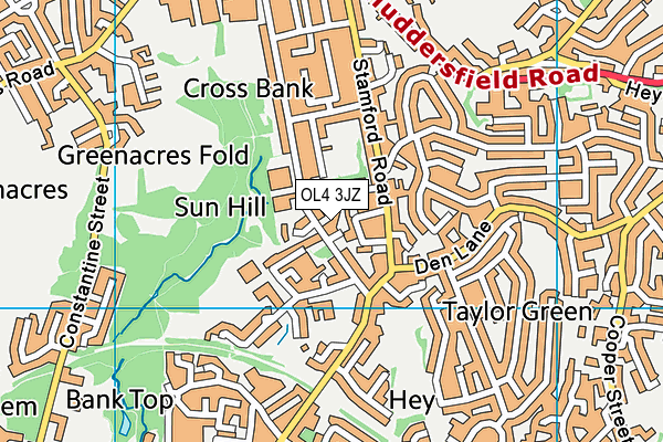 OL4 3JZ map - OS VectorMap District (Ordnance Survey)