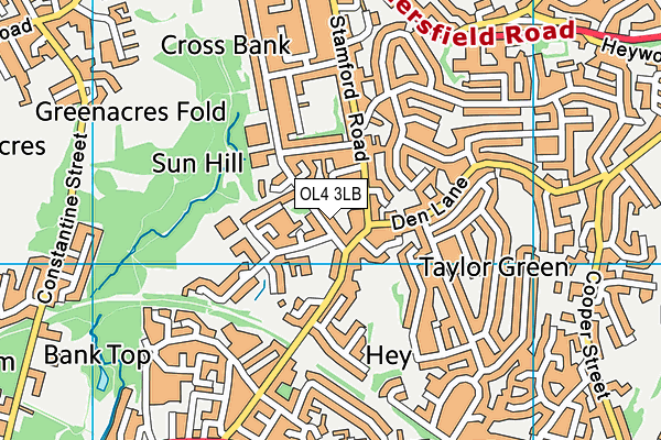OL4 3LB map - OS VectorMap District (Ordnance Survey)