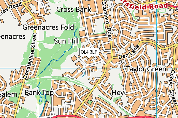 OL4 3LF map - OS VectorMap District (Ordnance Survey)