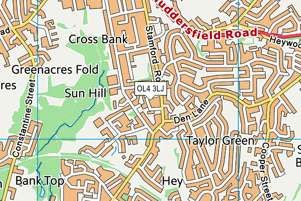 OL4 3LJ map - OS VectorMap District (Ordnance Survey)