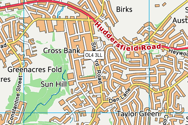 OL4 3LL map - OS VectorMap District (Ordnance Survey)