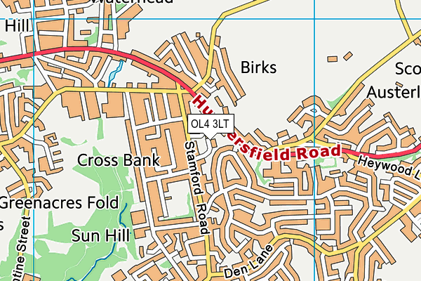 OL4 3LT map - OS VectorMap District (Ordnance Survey)
