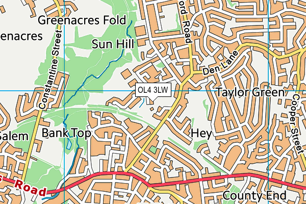 OL4 3LW map - OS VectorMap District (Ordnance Survey)