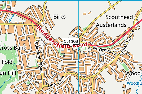 OL4 3QB map - OS VectorMap District (Ordnance Survey)