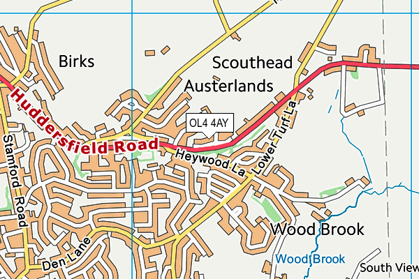 OL4 4AY map - OS VectorMap District (Ordnance Survey)